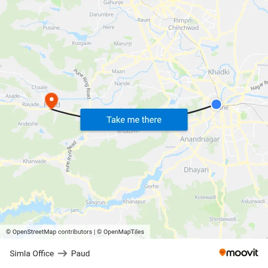 सिमला ऑफिस to पौड map