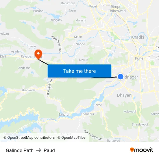 गलिंडे पथ to पौड map