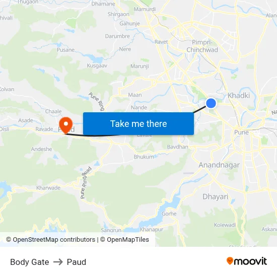बॉडी गेट to पौड map