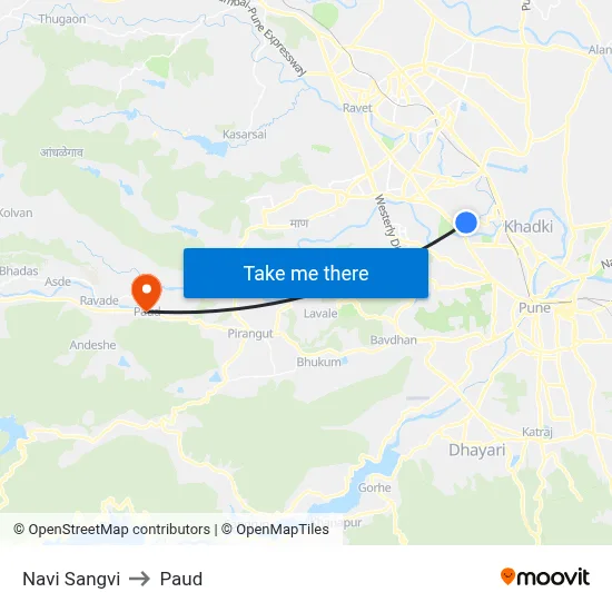 नवी सांगवी to पौड map