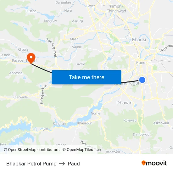 भापकर पेट्रोल पंप to पौड map