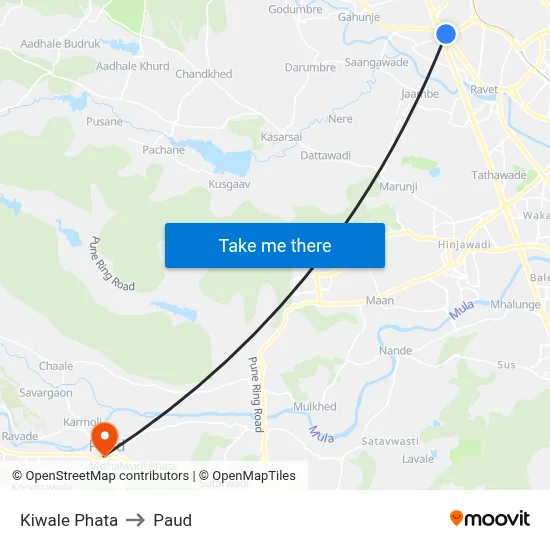 किवले फाटा to पौड map