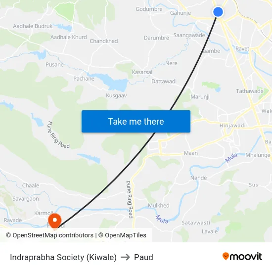 इंद्रप्रभा सोसायटी (किवले) to पौड map