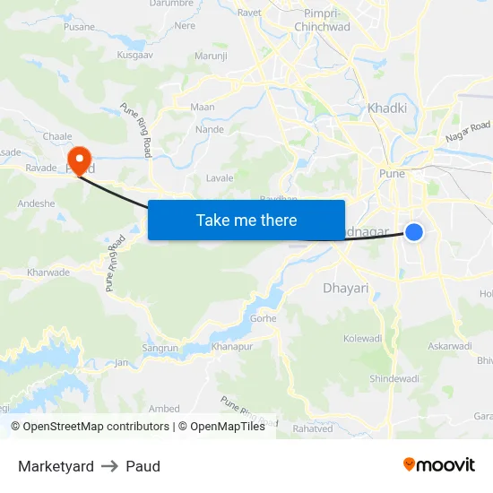 मार्केट यार्ड to पौड map