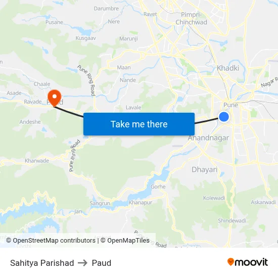 साहित्य परिषद to पौड map