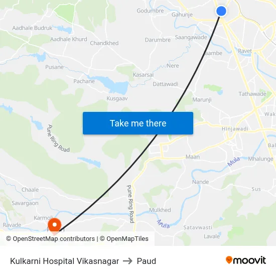 कुलकर्णी हॉस्पिटल विकासनगर to पौड map