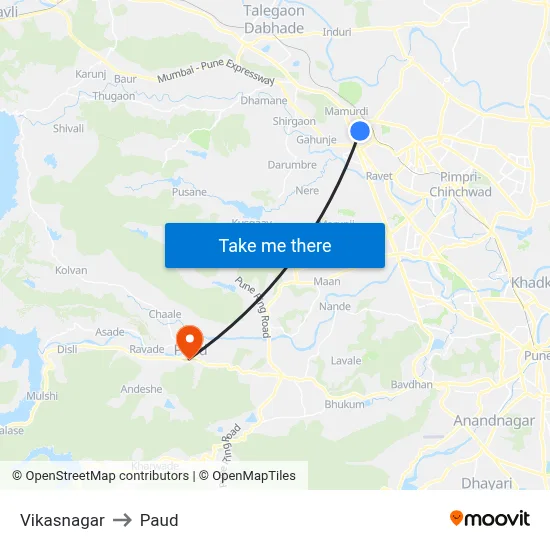 विकासनगर to पौड map
