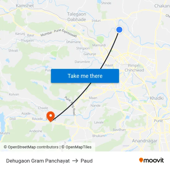 देहूगाव ग्राम पंचायत to पौड map