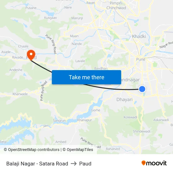 Balaji Nagar - Satara Road to पौड map