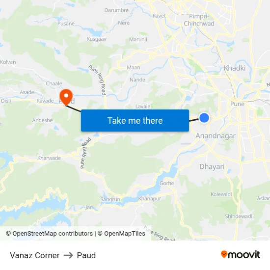 वनाज कॉर्नर to पौड map