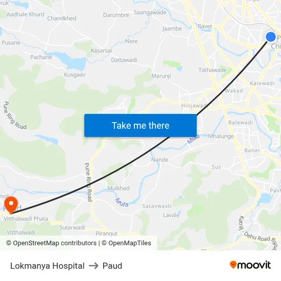 लोकमान्य अस्पताल to पौड map