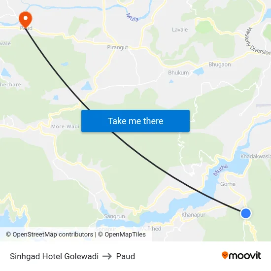 सिंहगड होटल गोलेवाडी to पौड map