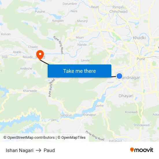 ईशान नगरी to पौड map