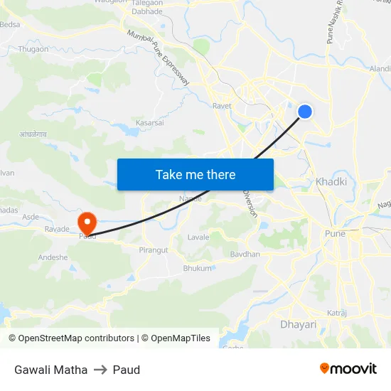 गवळी मठ to पौड map