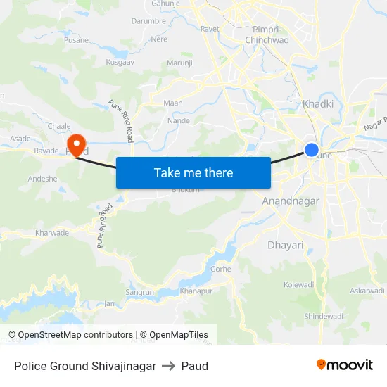 पुलिस ग्राउंड शिवाजीनगर to पौड map