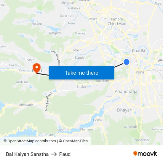 बाल कल्याण संस्था to पौड map