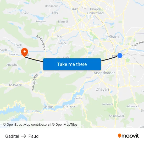 गडीताल to पौड map