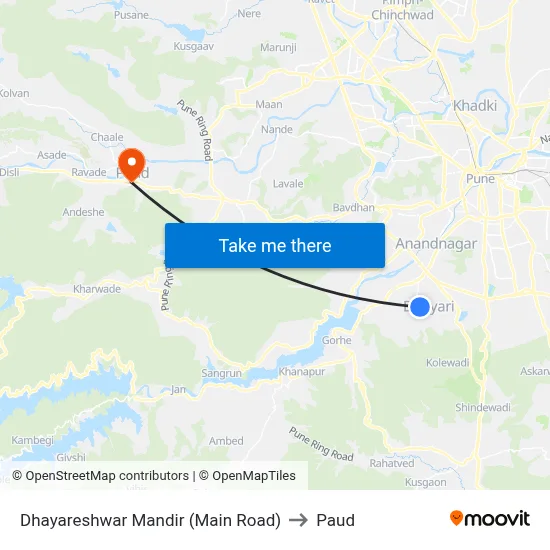Dhayareshwar Mandir (Main Road) to पौड map