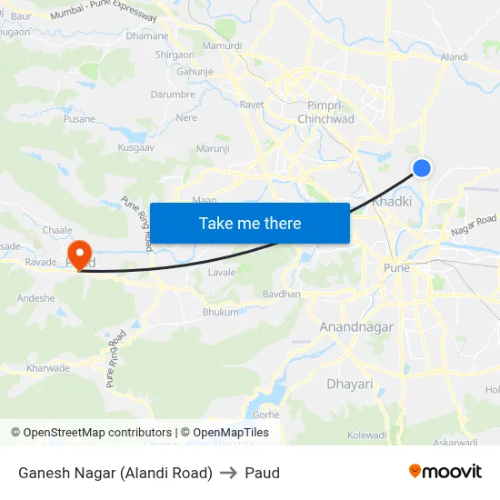 गणेश नगर (आलंदी रोड) to पौड map