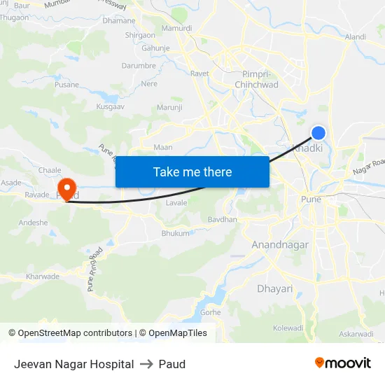 जीवन नगर हॉस्पिटल to पौड map