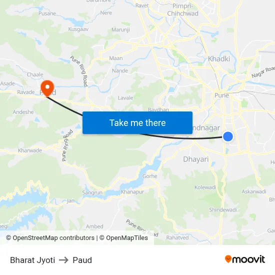 भारत ज्योति to पौड map