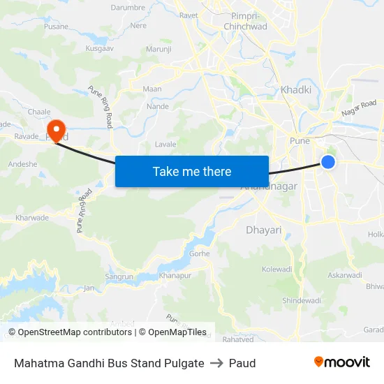 महात्मा गांधी बस स्टैंड पुलगेट to पौड map