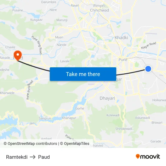 रामटेकडी to पौड map