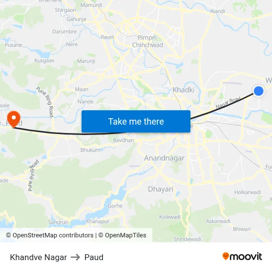 खांडवे नगर to पौड map