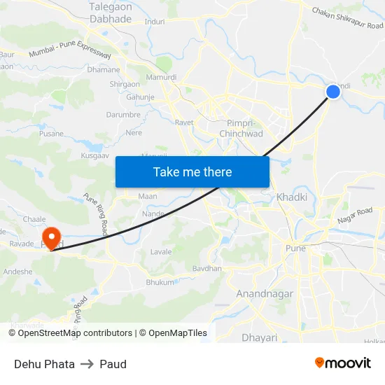 देहू फाटा to पौड map