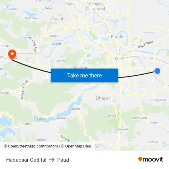 हडपसर गडीटाल to पौड map