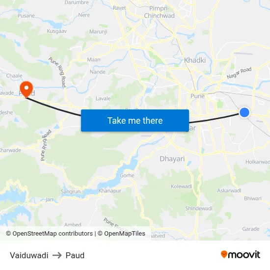 वैदुवाड़ी to पौड map