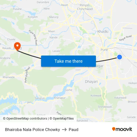 भैरोबा नाला पुलिस चौकी to पौड map