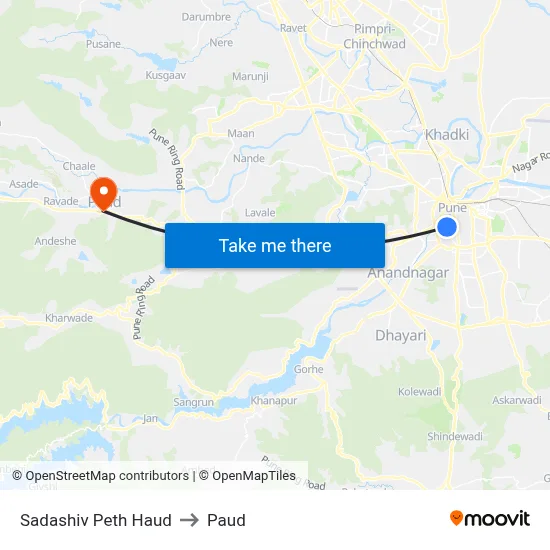 सदाशिव पेठ हौद to पौड map
