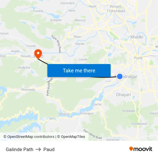 गलिंडे पथ to पौड map