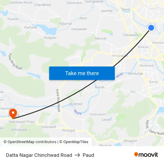 दत्त नगर चिंचवड रोड to पौड map