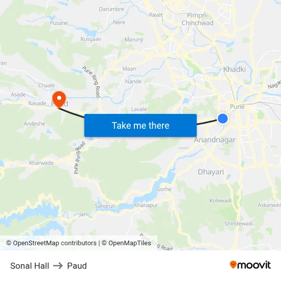 सोनल हॉल to पौड map