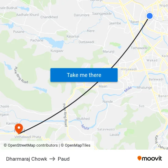 धर्मराज चौक to पौड map