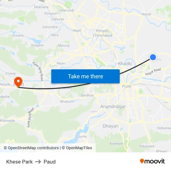 खेसे पार्क to पौड map