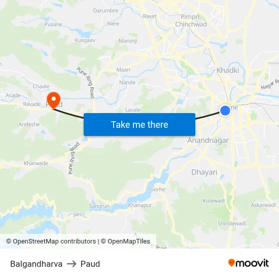 बालगंधर्व to पौड map