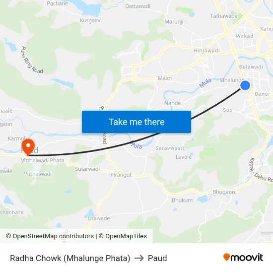 राधा चौक (म्हालुंगे फाटा) to पौड map