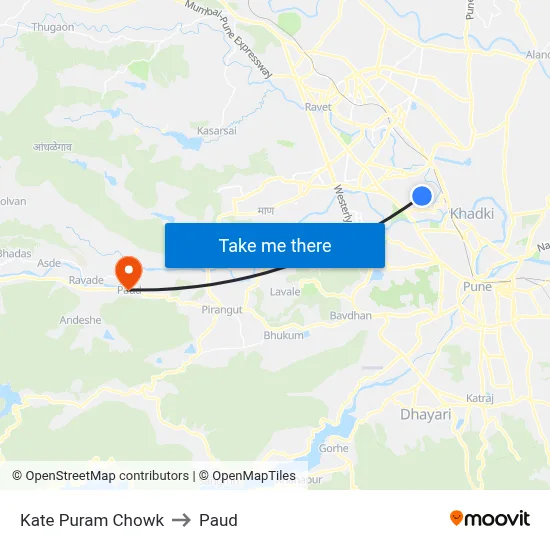 काटे पुरम चौक to पौड map