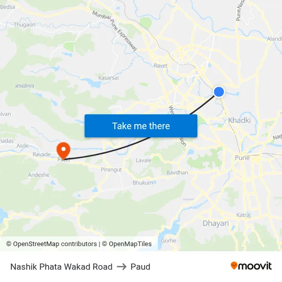 नाशिक फाटा वाकड रोड to पौड map