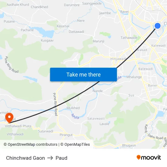 चिंचवड गाँव to पौड map