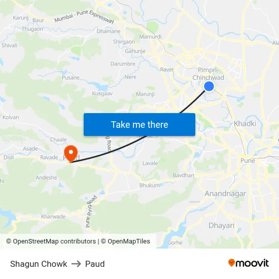 शगुन चौक to पौड map
