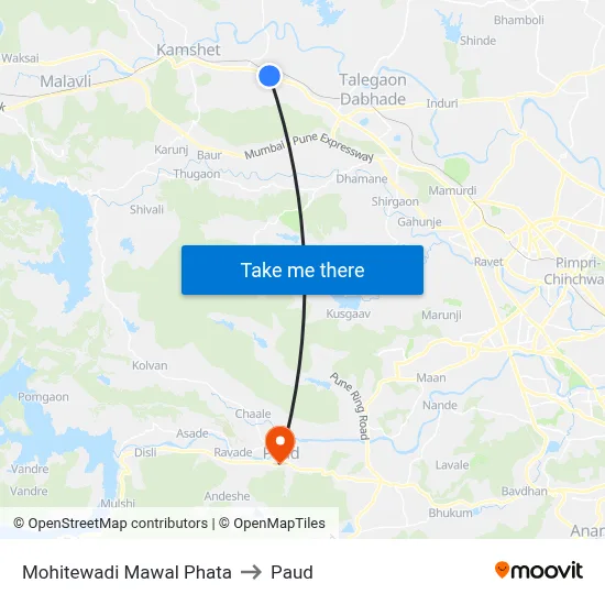 मोहितेवाडी मावल फाटा to पौड map