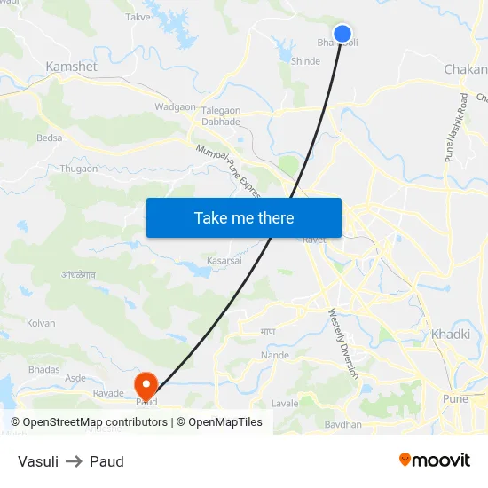 वासुली to पौड map