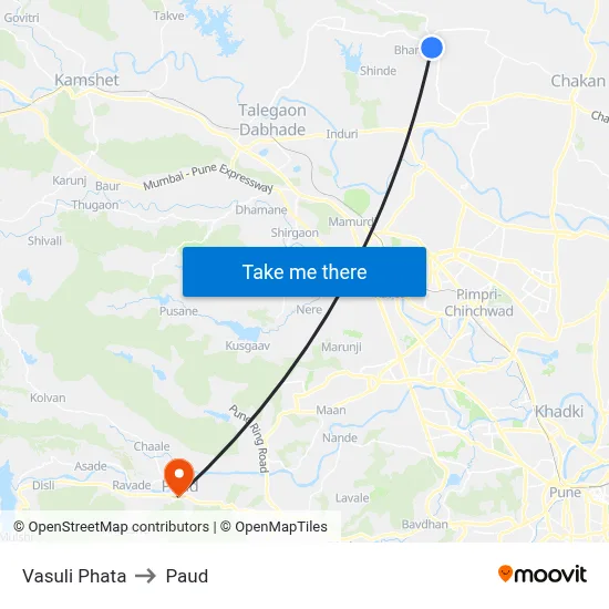 वसुली फाटा to पौड map