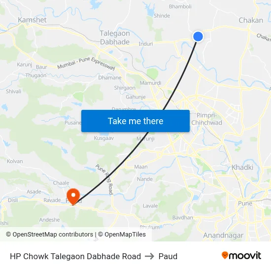 एचपी चौक तळेगाव दाभाडे रोड to पौड map
