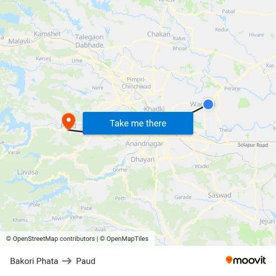 Bakori Phata to पौड map