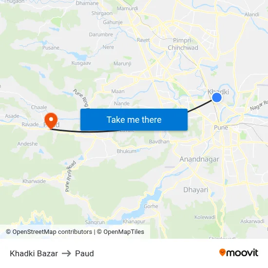 खडकी बाज़ार to पौड map